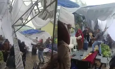 Tenda Resepsi di Ponorogo Roboh Diterpa Hujan Badai, Ini Kondisi Tamu dan Pengantin