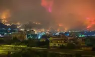 Kebakaran Hutan di Sicilia Italia, Mobil Berjalan Menembus Asap Tebal Melintasi Kobaran Api