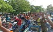 Ratusan Tukang Becak Madiun Berkumpul di Taman Lalu Lintas Bantaran